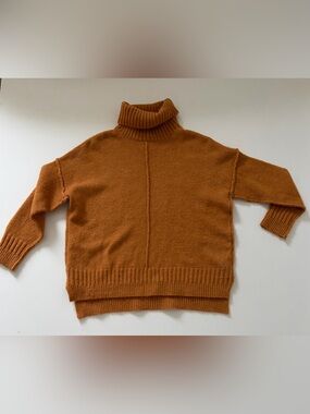 Little Lies Women's Rust Turtleneck Sweater - Relaxed Long Sleeve Fit